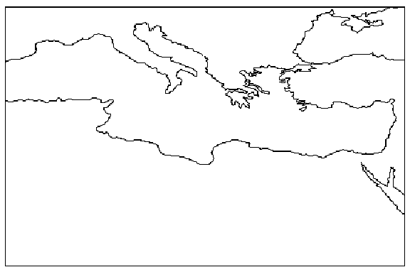 mapa mut del perfil de les costes dels mediterrani